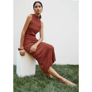 Anthropologie Crochet Rust Midi Dress